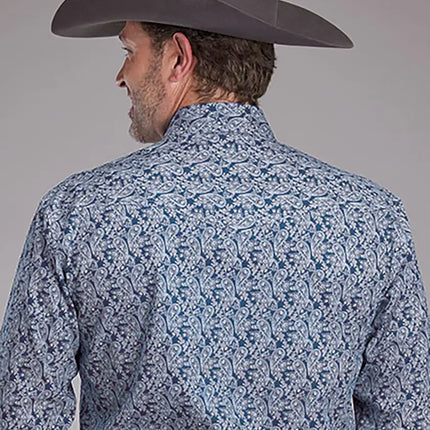 Roper Grasslands Prairie Paisley (Blue) - Men's Western Shirt