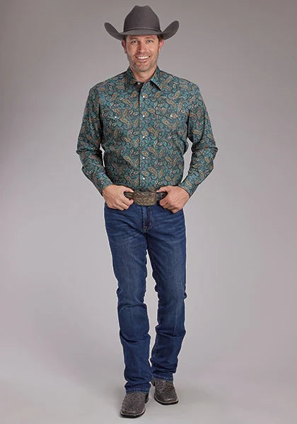 Roper 2382 Dusk Paisley (Blue) - Men's Western Shirt