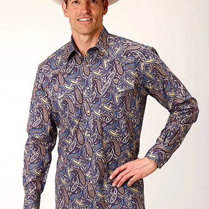 Roper Plum Ridge Royal Paisley (Plum) - Men's Western Shirt