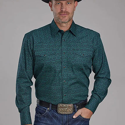 Roper Oak Forest Vintage Paisley (Green) - Men's Western Shirt