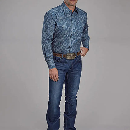 Roper Fall River Paisley (Blue) - Men's Western Shirt