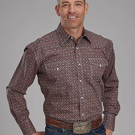 Roper Fall River Ginger Foulard (Brown) - Men's Western Shirt