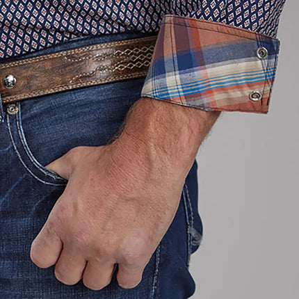 Roper Fall River Diamond Eye (Blue) - Men's Western Shirt