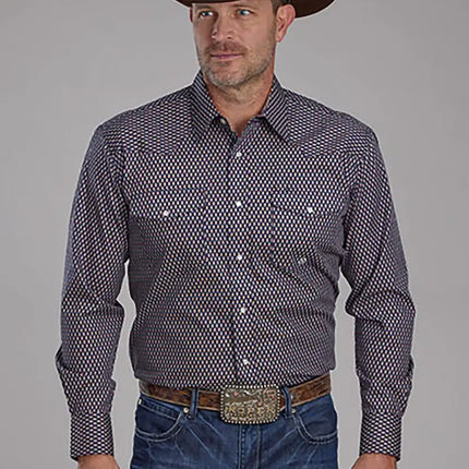 Roper Fall River Diamond Eye (Blue) - Men's Western Shirt