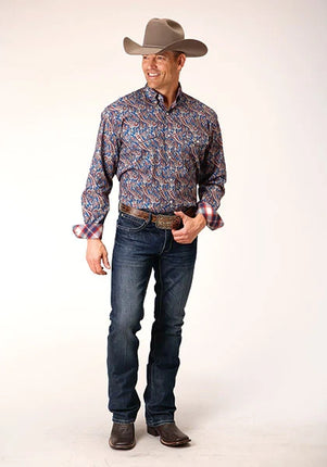 Roper 1558 Independence Foulard (Blue) - Men's Western Shirt