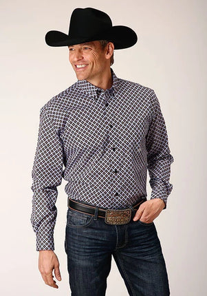 Roper 1666 Tile Foulard (Black) - Men's Western Shirt