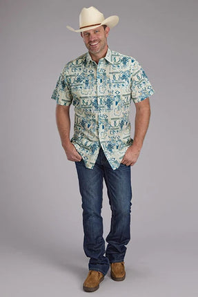 Roper 2348 Tropical Resort (Tan) - Men's Short Sleeve Shirt