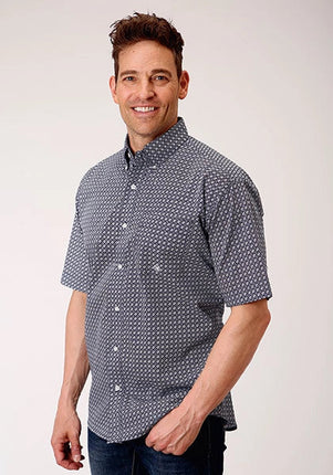 Roper 1133 Bell Foulard (Navy) - Men's Short Sleeve Shirt