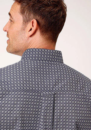 Roper 1133 Bell Foulard (Navy) - Men's Short Sleeve Shirt