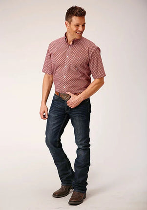 Roper 01560 Diamond Foulard (Red) - Men's Short Sleeve Shirt
