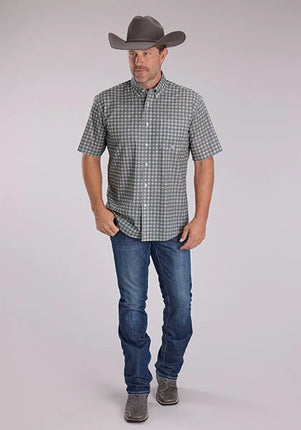 Roper 2501 Medallion Foulard (Grey) - Men's Short Sleeve Shirt