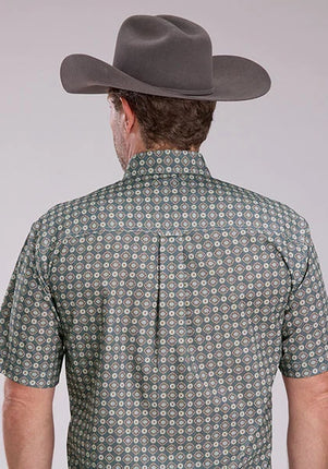 Roper 2501 Medallion Foulard (Grey) - Men's Short Sleeve Shirt