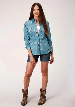 Roper 01057 Aztec Nash Up (Blue) - Women's Western Shirt