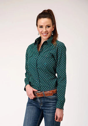 Roper 1836 Cross Walk Foulard (Green) - Women's Western Shirt