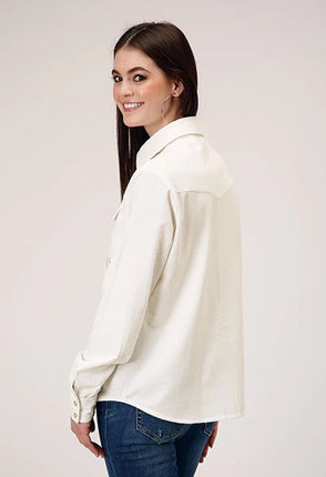 Roper 1947 Embroidery Corduroy (Cream) - Women's Western Shirt