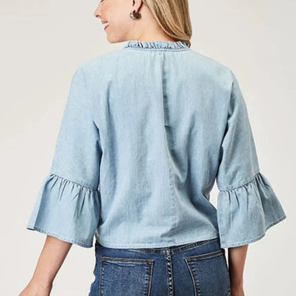 Roper Floral Applique (Denim) - Women's Cotton Shirt
