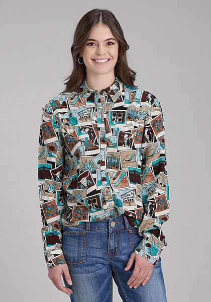 Roper 2224 Photo Collage (Multi) - Women's Western Blouse