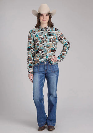 Roper 2224 Photo Collage (Multi) - Women's Western Blouse