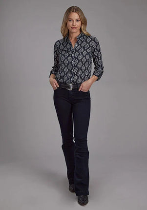 Roper 2133 Ikat Print (Black) - Women's Western Blouse