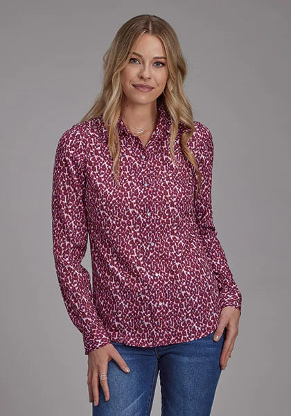 Roper 2134 Wild Wine Print (Leopard) - Women's Western Blouse