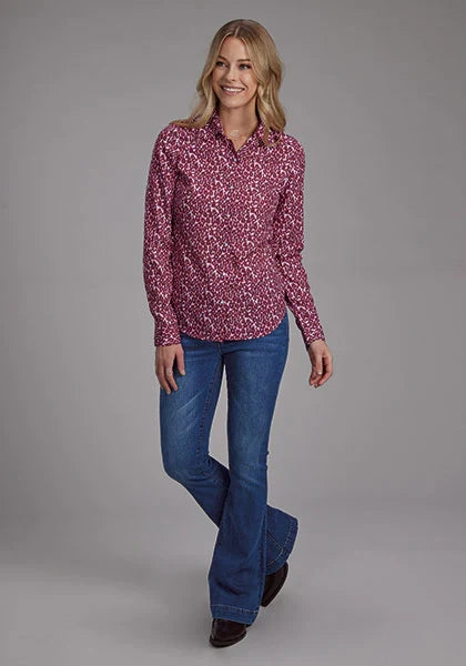 Roper 2134 Wild Wine Print (Leopard) - Women's Western Blouse