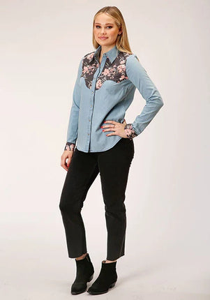 Roper 1789 Retro Denim (Light Blue) - Women's Western Shirt