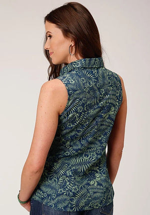 Roper 01580 Lucky Tropical (Green) - Women's Sleeveless Shirt