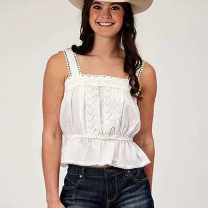 Roper Swiss Dot (White) - Women's Cotton Tank