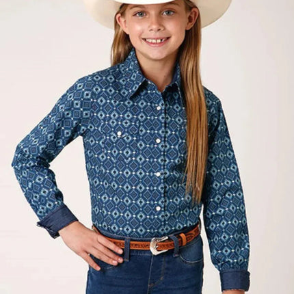 Roper West Made (Mini Aztec) - Girl's Western Snap Shirts