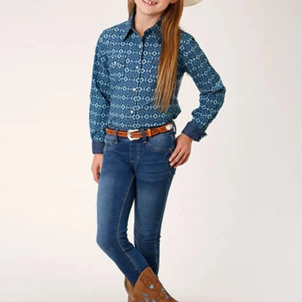 Roper West Made (Mini Aztec) - Girl's Western Snap Shirts