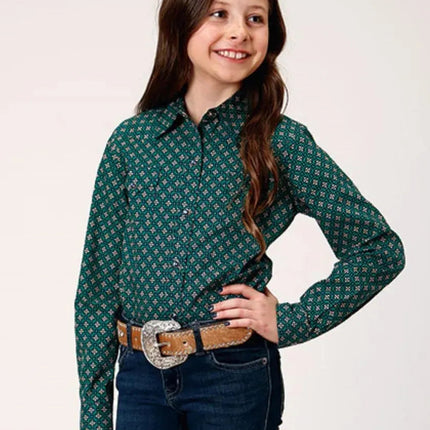 Roper Forest (Green) - Girl's Western Snap Shirts