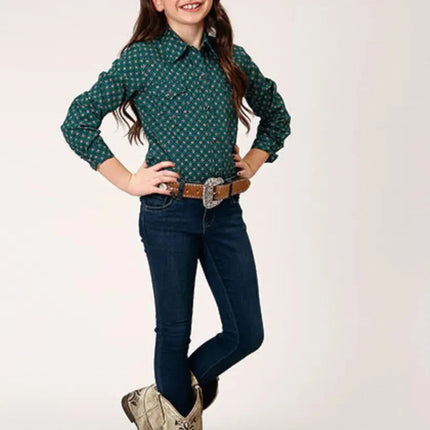 Roper Forest (Green) - Girl's Western Snap Shirts