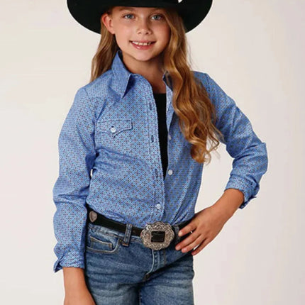Roper Blue Thistle (Blue) - Girl's Western Snap Shirts (Closeout)