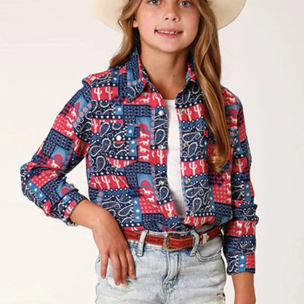 Roper Five Star (Bandana Print) - Girl's Western Snap Shirt
