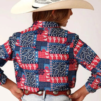 Roper Five Star (Bandana Print) - Girl's Western Snap Shirt