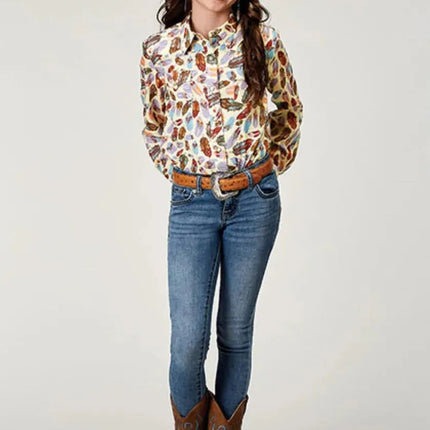 Roper Feather Toss (Multi) - Girl's Western Snap Shirts