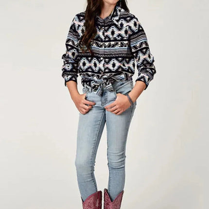 Roper Five Star (Navy Aztec) - Girl's Western Snap Shirt