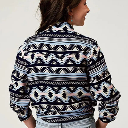 Roper Five Star (Navy Aztec) - Girl's Western Snap Shirt