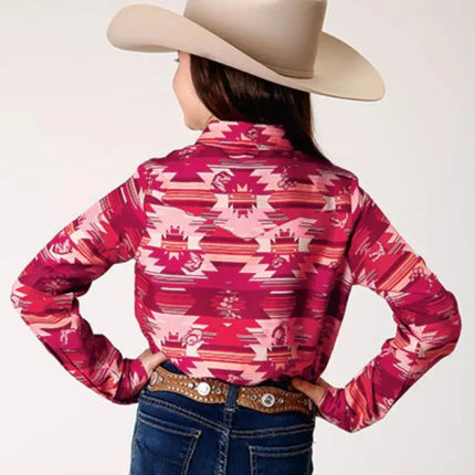 Roper Icon Aztec Print (Red) - Girl's Western Snap Shirt
