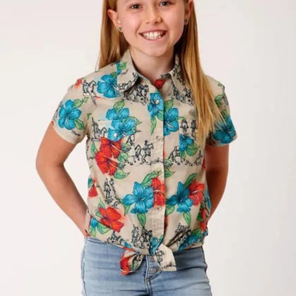 Roper Trail Ride Tropical (Multi) - Girl's Western Snap Shirts