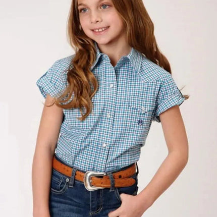 Roper Purple Sage (Blue) - Girl's Western Snap Shirts