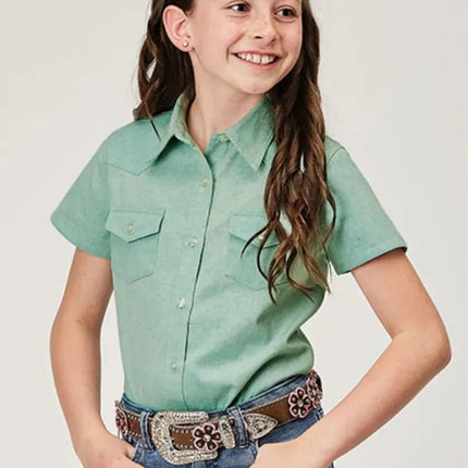 Roper Five Star Girls (Blue) - Girl's Western Snap Shirts
