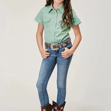 Roper Five Star Girls (Blue) - Girl's Western Snap Shirts