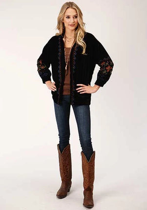 Roper 1421 Floral Velvet (Black) - Women's Jacket