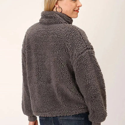Roper Cropped Polar Fleece Pullover (Grey) - Women's Fleece Pullover