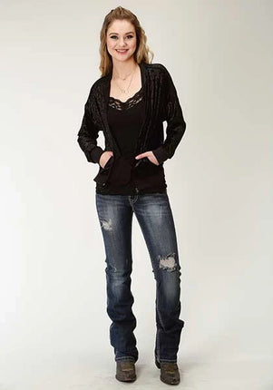 Roper 2258 Flower Print (Black) - Women's Bomber Jacket