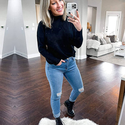 Pullover Striped Mockneck Sweater