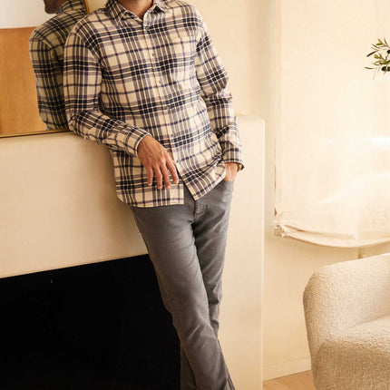 Brian Flannel Plaid Shirt - Jet Stream Combo