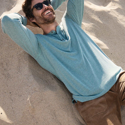 Sean Ultra Soft Classic Henley - Aqua Heather