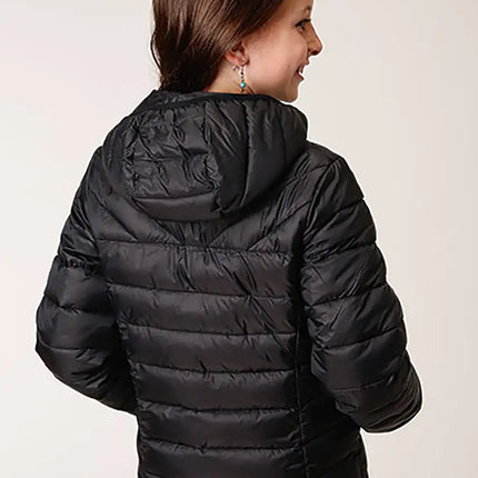 Roper Girl's Lightweigth Hooded Puffer Coat (Black) - Children's Jacket